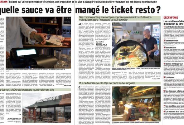 Dossier dans le Dauphiné Libéré sur la PPL visant à élargir l’usage du ticket-restaurant