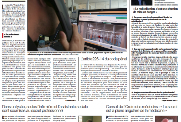 La radicalisation pourrait devenir une exception de plus au secret professionnel (DL)