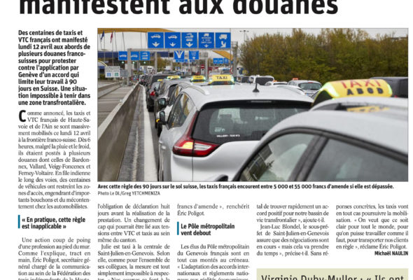 Les taxis français à bout manifestent aux douanes (DL)