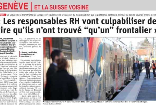 Le GTE réagit à la mise en place d’une préférence cantonale pour les salariés du privé (DL)