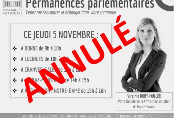 Annulation des permanences le 5 novembre en raison du confinement