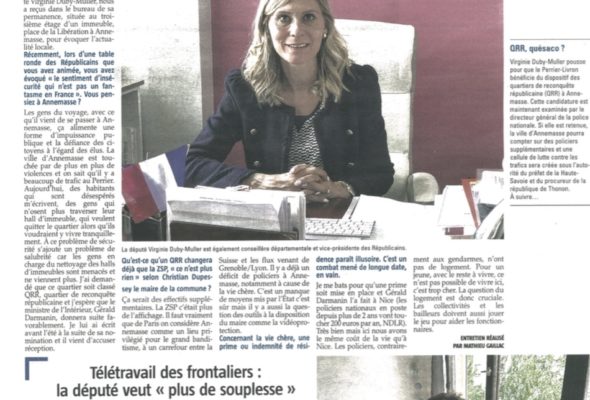Interview dans le Messager sur la sécurité et le télétravail des frontaliers à Annemasse