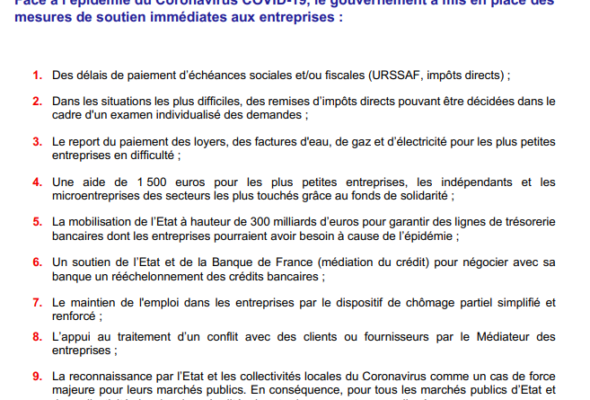 L’activité de votre entreprise est impactée par le Coronavirus COVID-19 / Brochure avec des fiches pratiques
